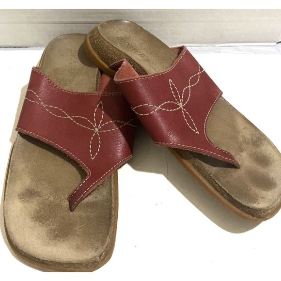 Biostep Women size 9 Red leather Comfy Walking Slides Sandals shoe Made In Spain - Picture 1 of 8